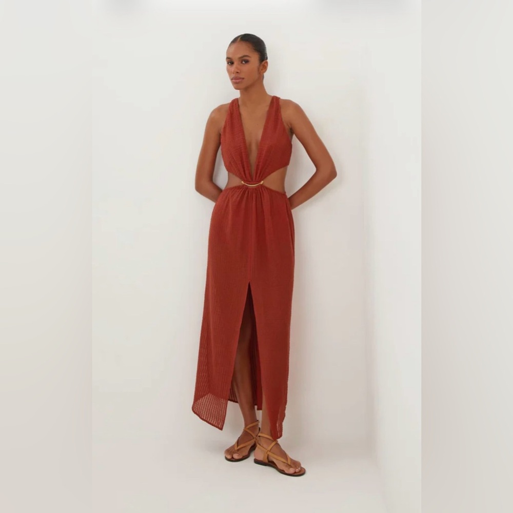 Vix + Bianca Brandolini Elegant Rust Halter Swim Coverup